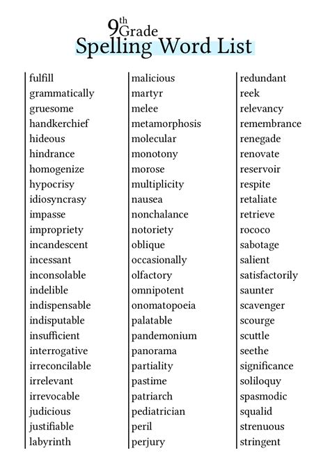 9th grade vocabulary words and definitions worksheets